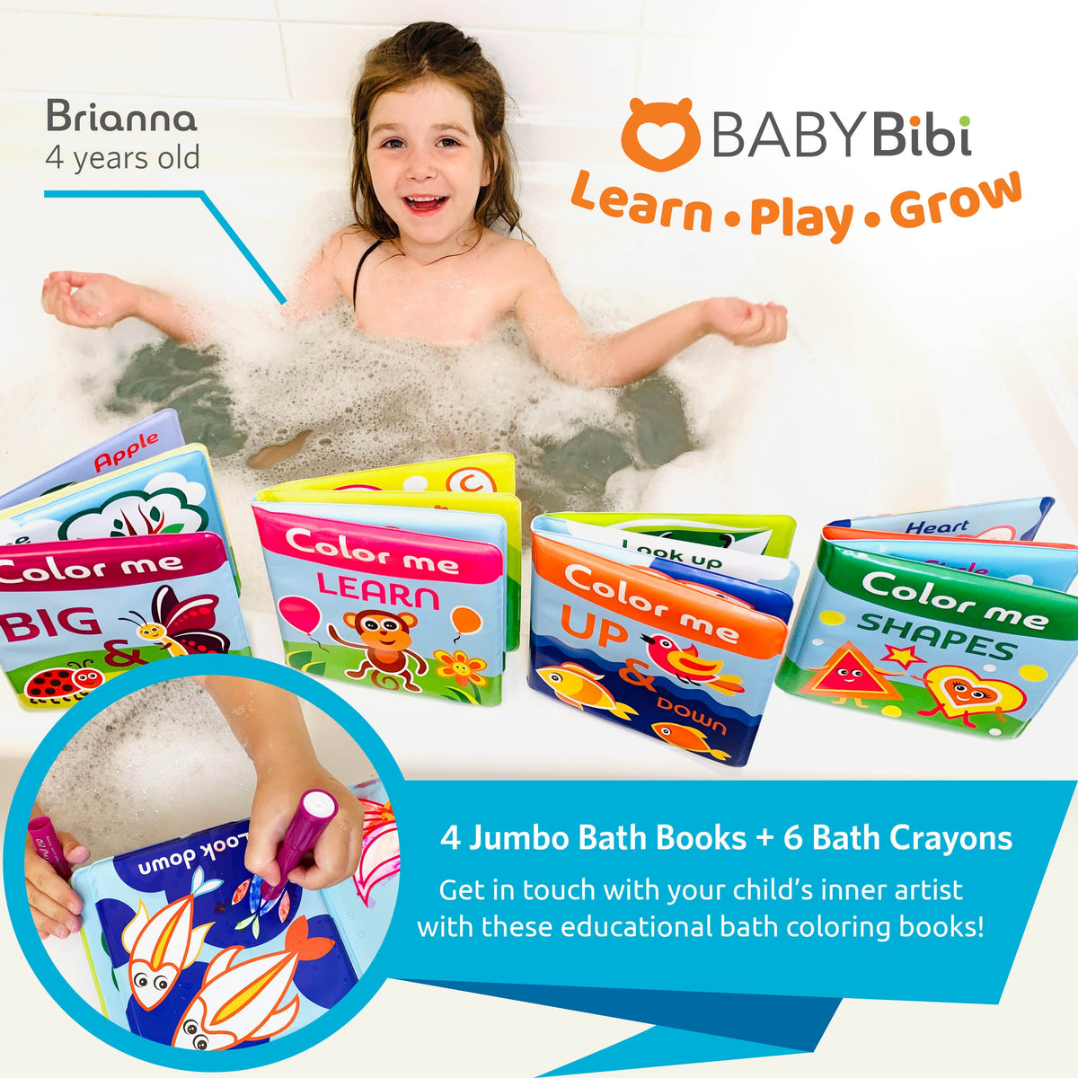 Color Me Bath Books + Crayons